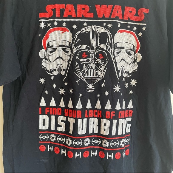 Mens Star Wars Christmas T-shirt Sz large I find your lack of fear disturbing - Picture 2 of 3